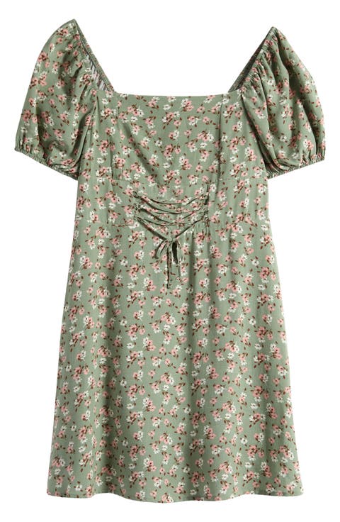 Kids' Floral Puff Sleeve Dress (Big Kid)