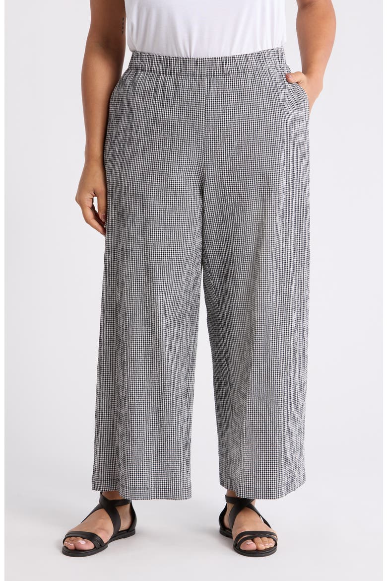 Stretch Organic Cotton Ankle Wide Leg Pants, Main, color, BLACK/ WHITE