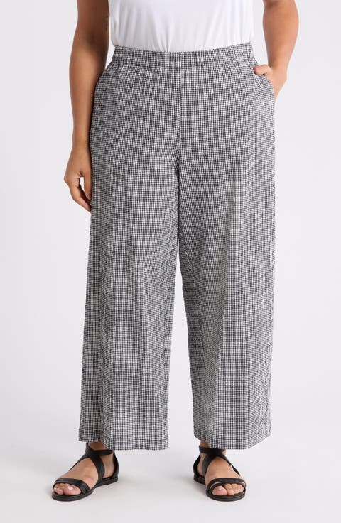 Stretch Organic Cotton Ankle Wide Leg Pants (Plus)
