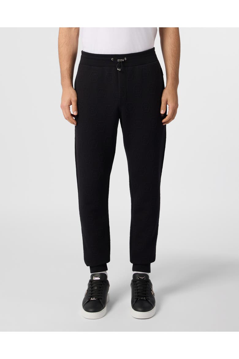 Jogging Pants Jacquard Monogram Men, Main, color, black