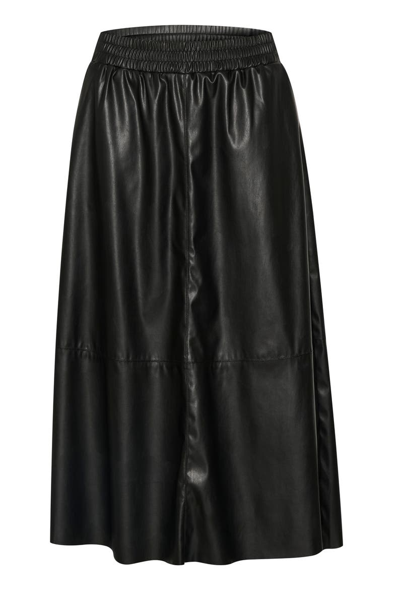 Kamikka Faux Leather A-Line Midi Skirt, Alternate, color, Black Deep