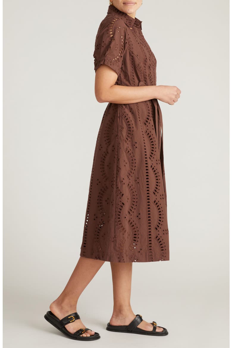Eyelet Tie Waist Poplin Shirtdress, Alternate, color, PEPPERCORN