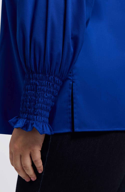 Foxcroft Avril Matte Sateen Button-up Shirt In Blue