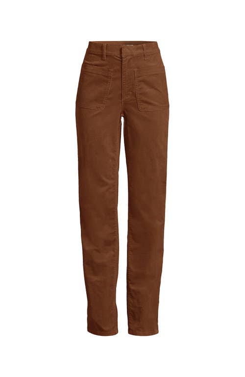 Lands' End Corduroy High Rise Rail Straight Leg Pants In Brown