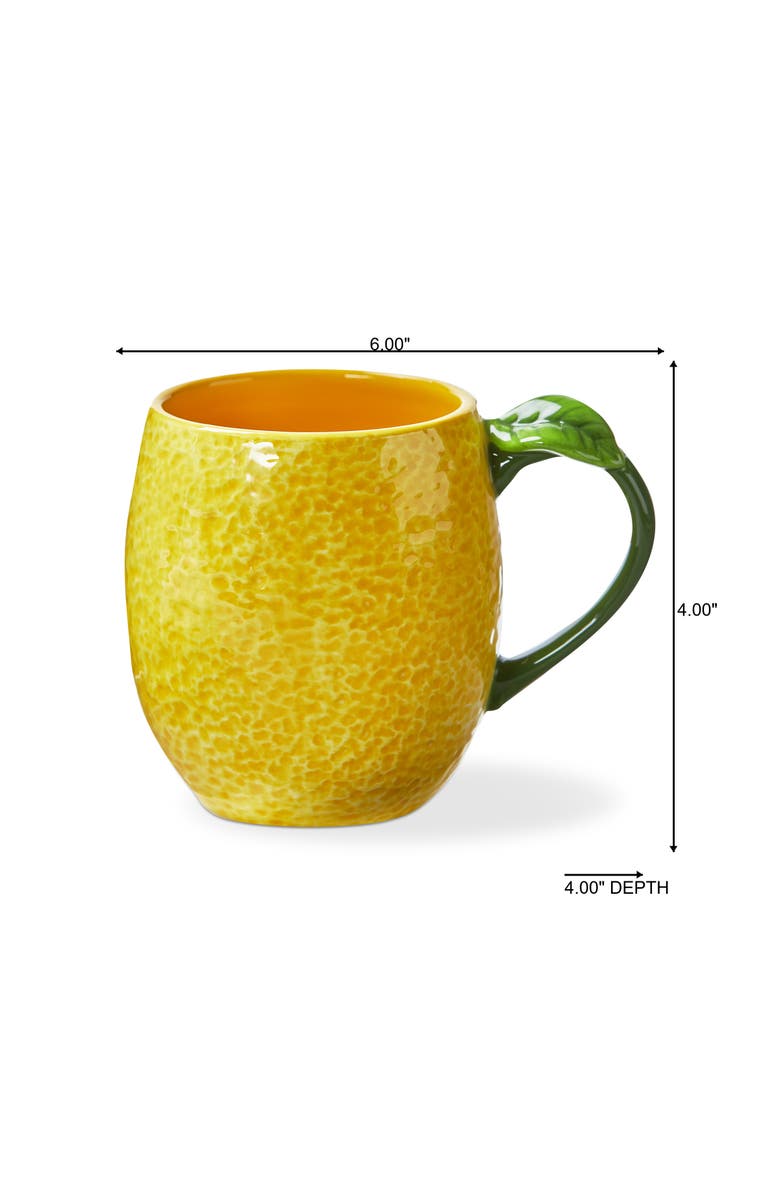 tag Lemon Sculpted Mug Yellow Multi Earthenware Summer, Alternate, color, Yellow