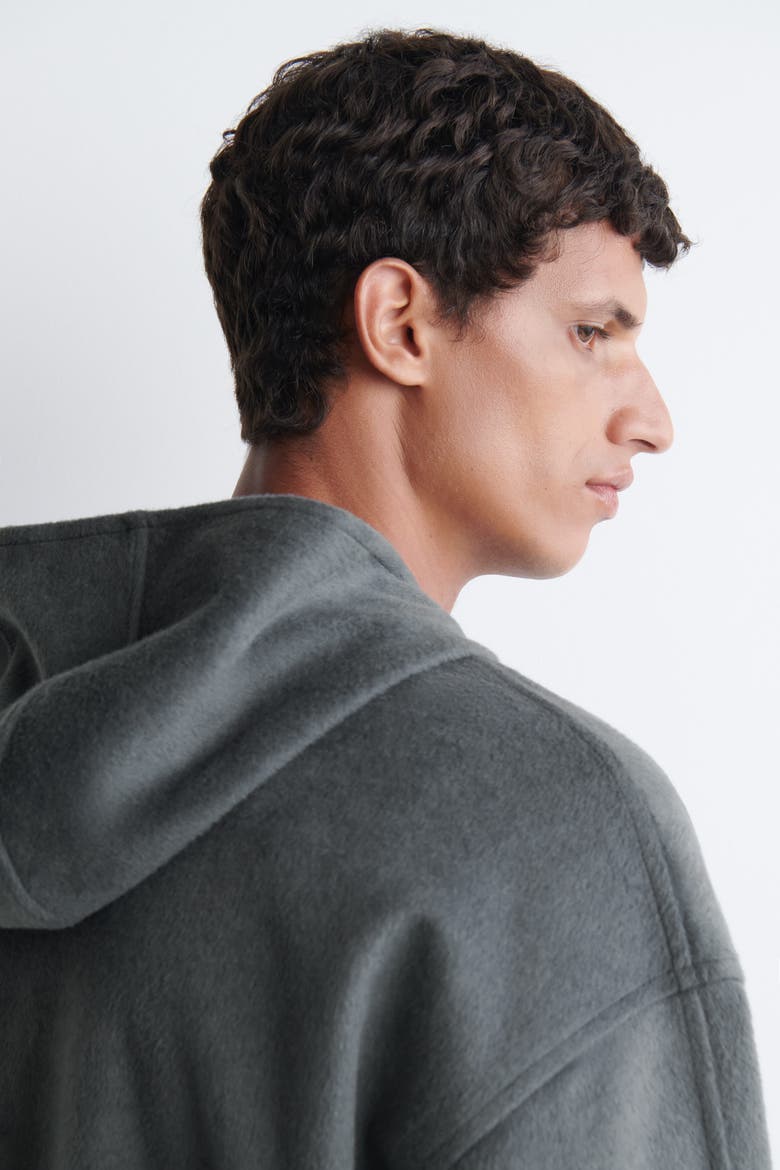 Brushed Jersey Henley Hoodie, Alternate, color, STEEL GRAY