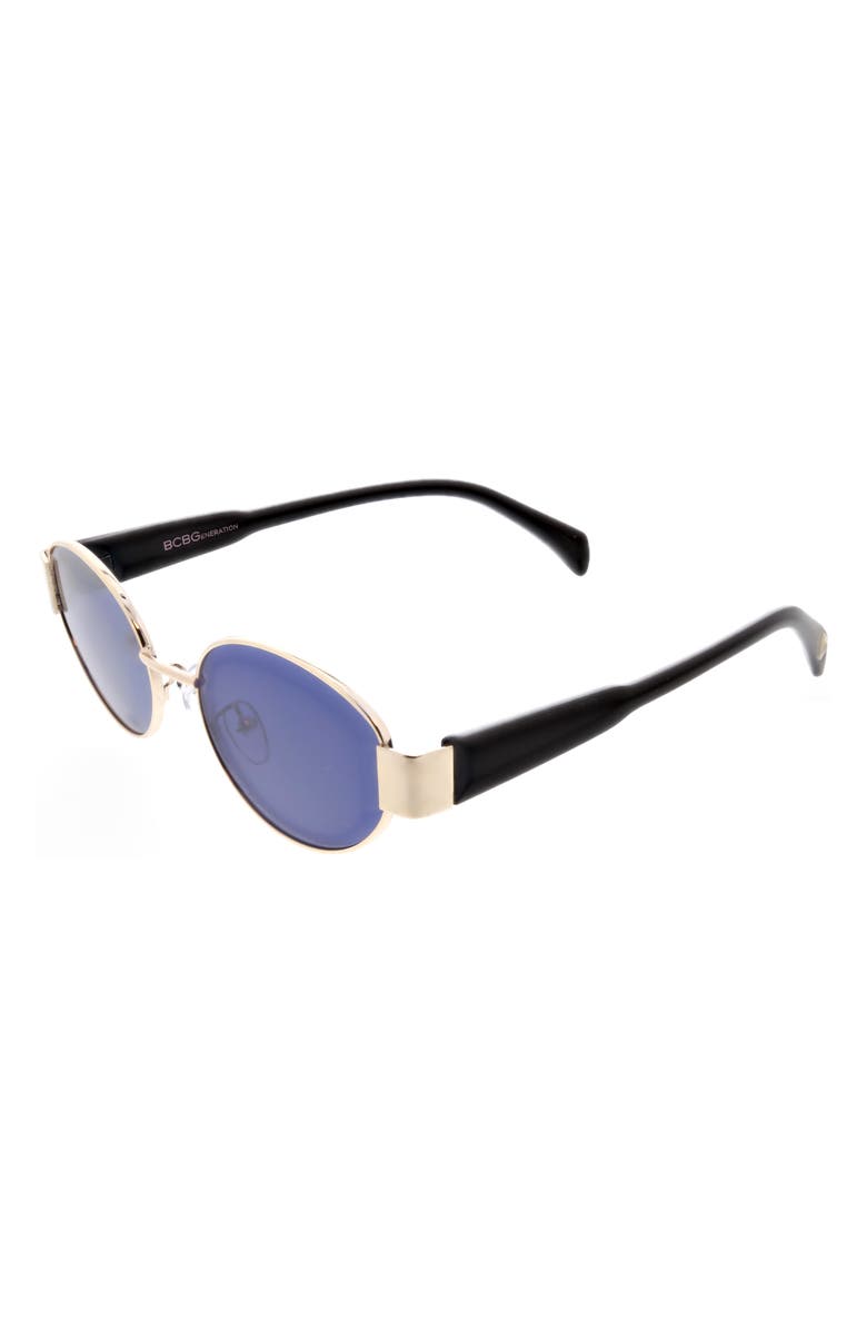 BCBG 65mm Metal Oval Sunglasses, Alternate, color, Black