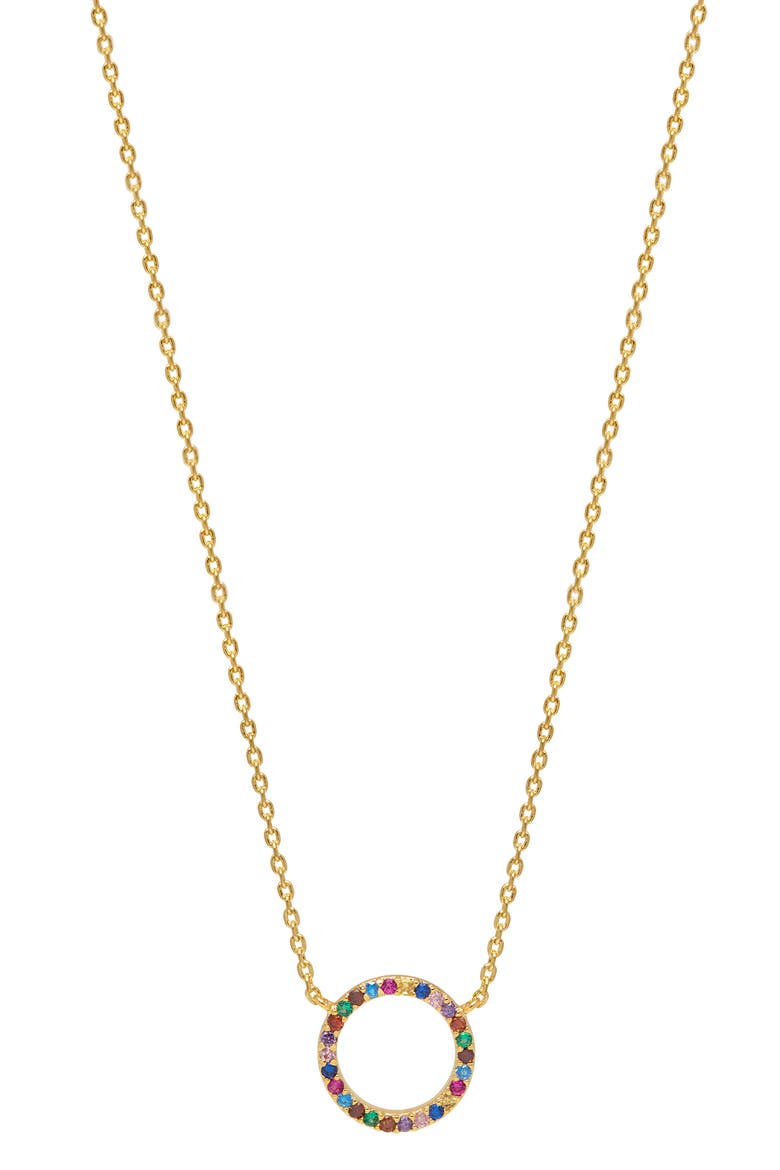 Cubic Zirconia Circle Pendant Necklace, Alternate, color, GOLD