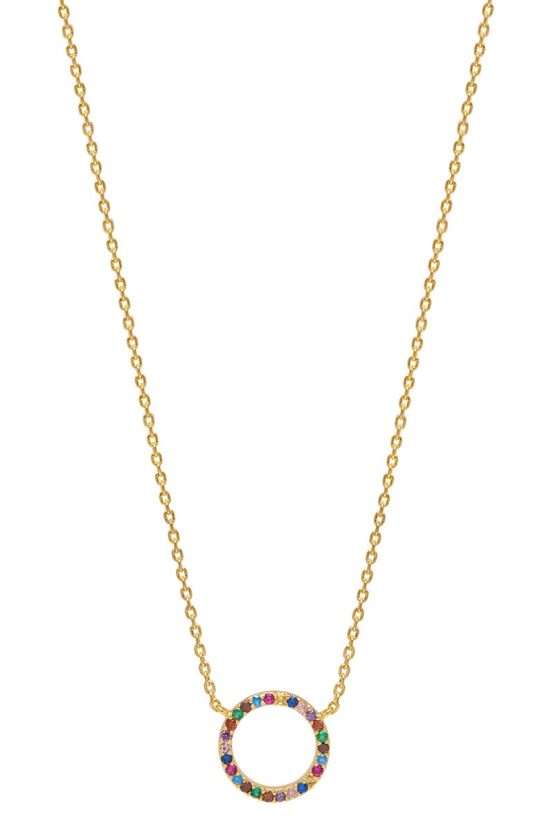 Estella Bartlett Cubic Zirconia Circle Pendant Necklace, Alternate, color, Gold