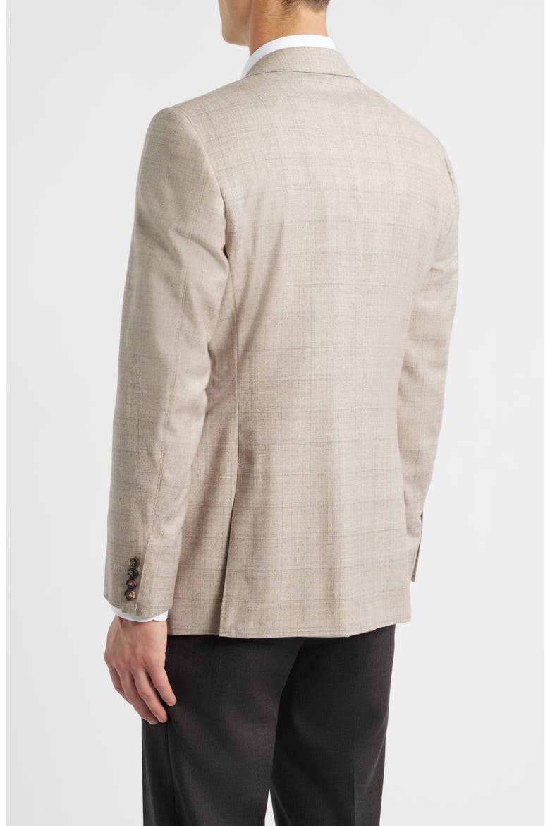 Siena Regular Fit Windowpane Plaid Super 150s Wool Sport Coat, Alternate, color, BEIGE