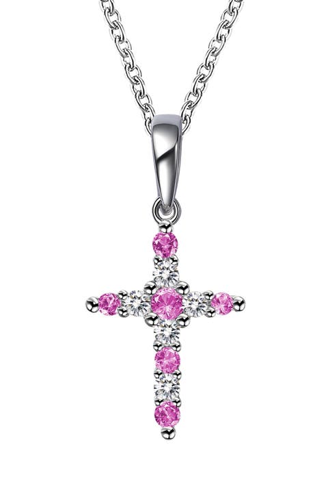 Birthstone Cross Pendant Necklace