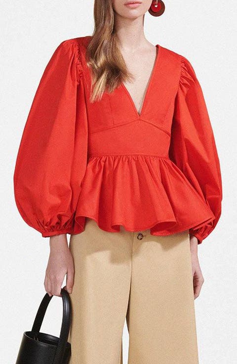 Luna Balloon Sleeve Peplum Top