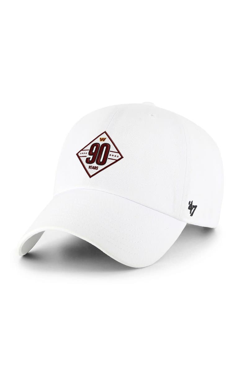 '47 Men's '47  White Washington Commanders 90th Season Clean Up Adjustable Hat, Alternate, color, White