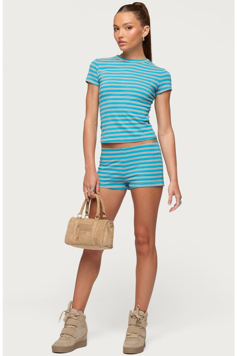 Isara Stripe Stretch Cotton T-Shirt, Alternate, color, BLUE-AND-GRAY-MELANGE