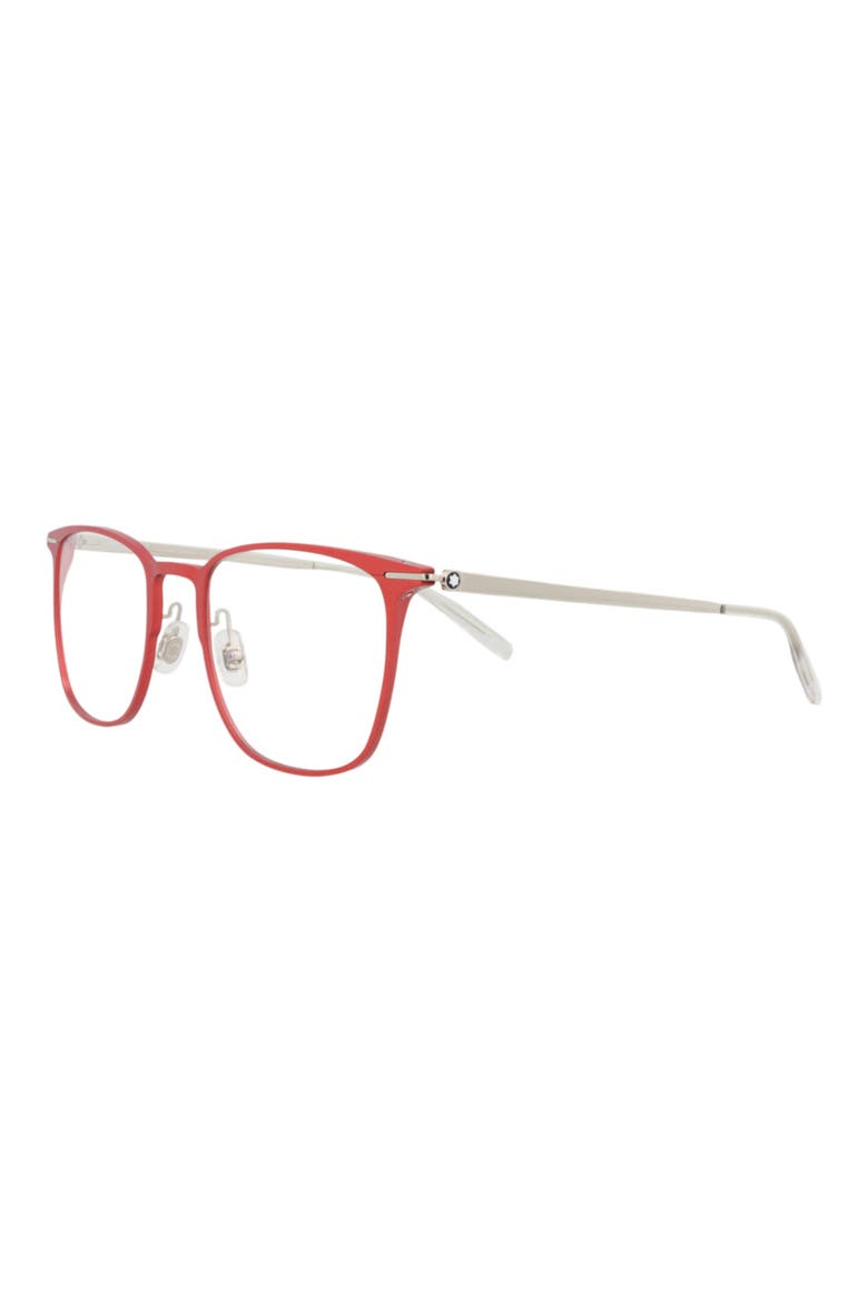 53mm Square Optical Glasses, Alternate, color, RED SILVER TRANSPARENT