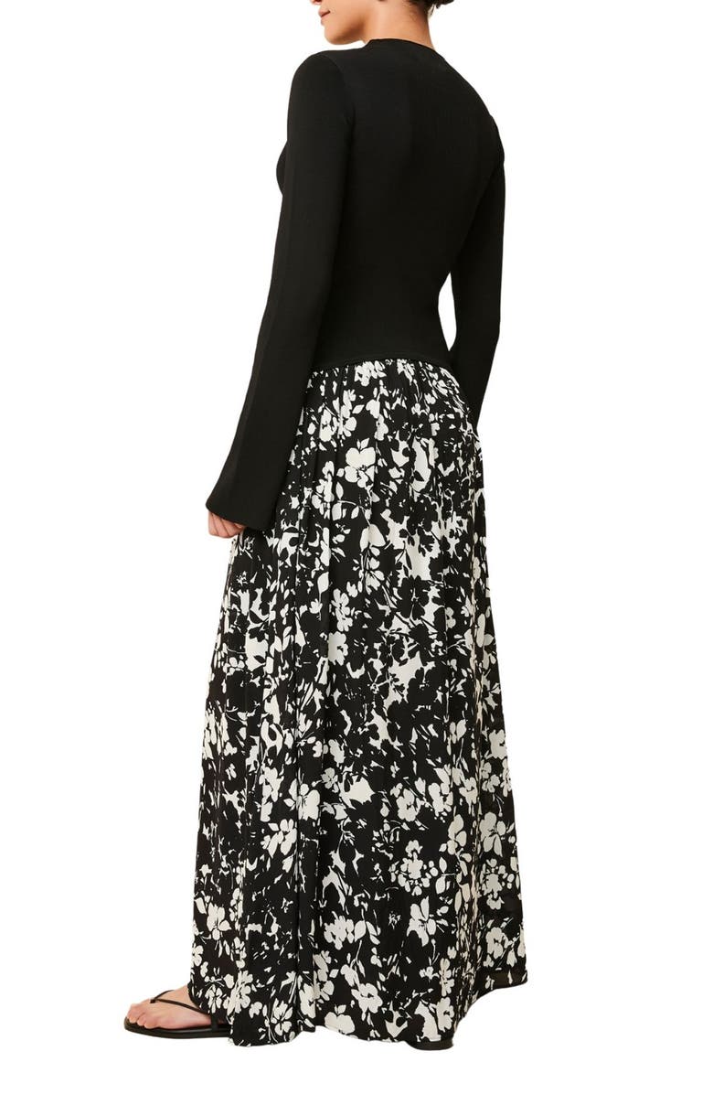Solid & Striped The Soglio Long Sleeve Maxi Dress, Alternate, color, Black & White Floral
