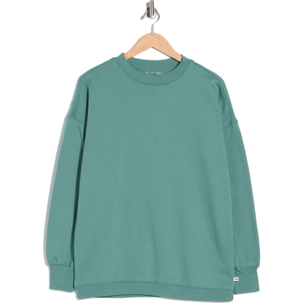 Jessica Simpson Fleece Crewneck Pullover In Green
