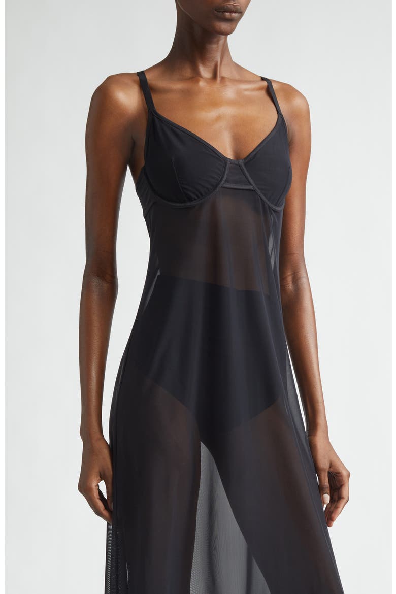 Naked Sheer Stretch Technical Tulle Dress, Alternate, color, 1000 BLACK