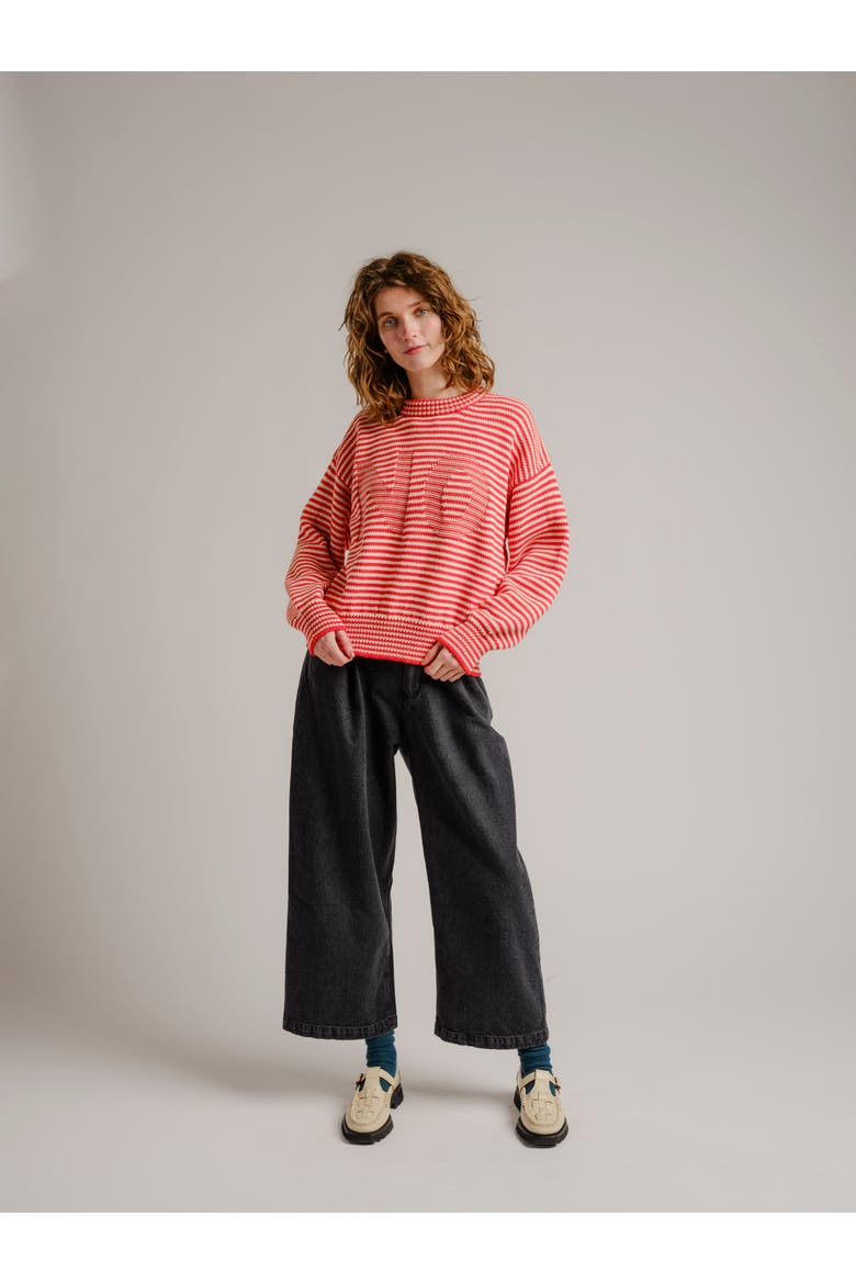 Garter No Pima Cotton Sweater, Alternate, color, Stop