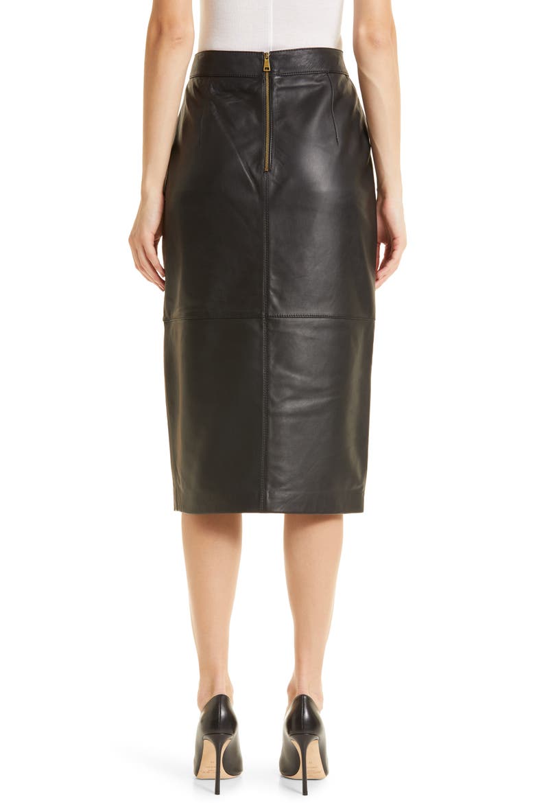 Women's Autry Leather Pencil Skirt, Alternate, color, BLACK