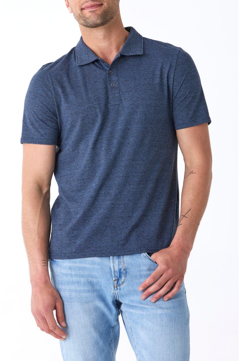 Flecked Slub Polo, Main, color, LARKSPUR