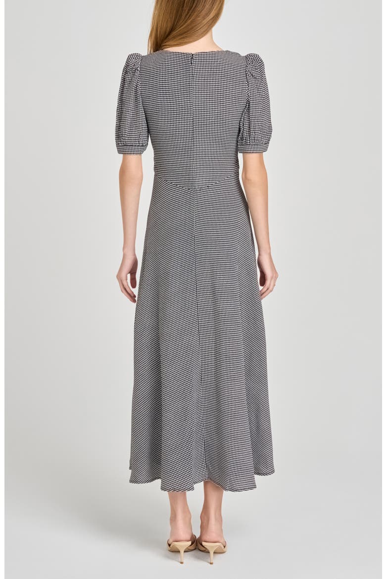 Juliana Short Sleeve Midi Dress, Alternate, color, BLACK WHITE HOUNDSTOOTH