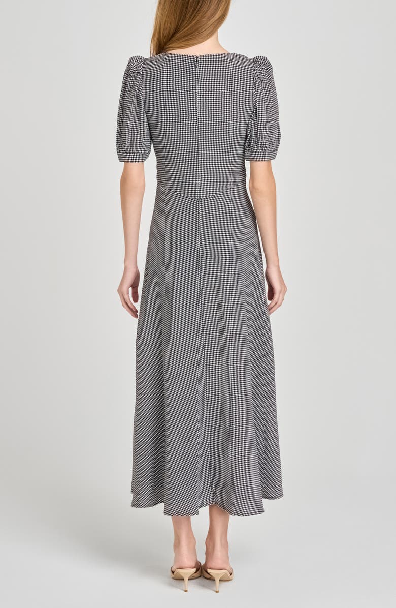 WAYF Juliana Short Sleeve Midi Dress, Alternate, color, Black White Houndstooth