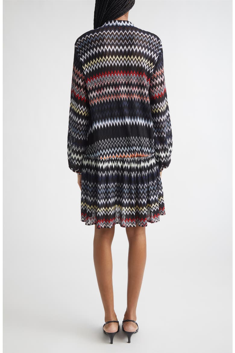 Long Sleeve Zigzag Knit Minidress, Alternate, color, MULTICOLOR W BLACK BS