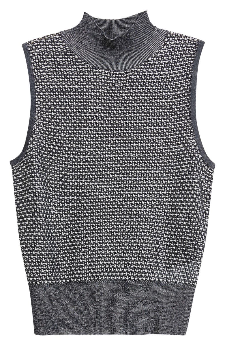 BOSS Fonari Open Stitch Sleeveless Mock Neck Sweater, Alternate, color, Charcoal Interlock