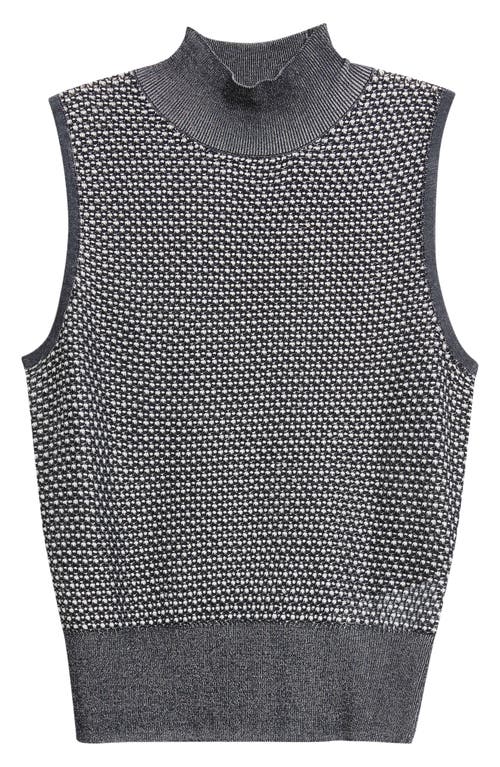 Hugo Boss Boss Fonari Open Stitch Sleeveless Mock Neck Sweater In Gray