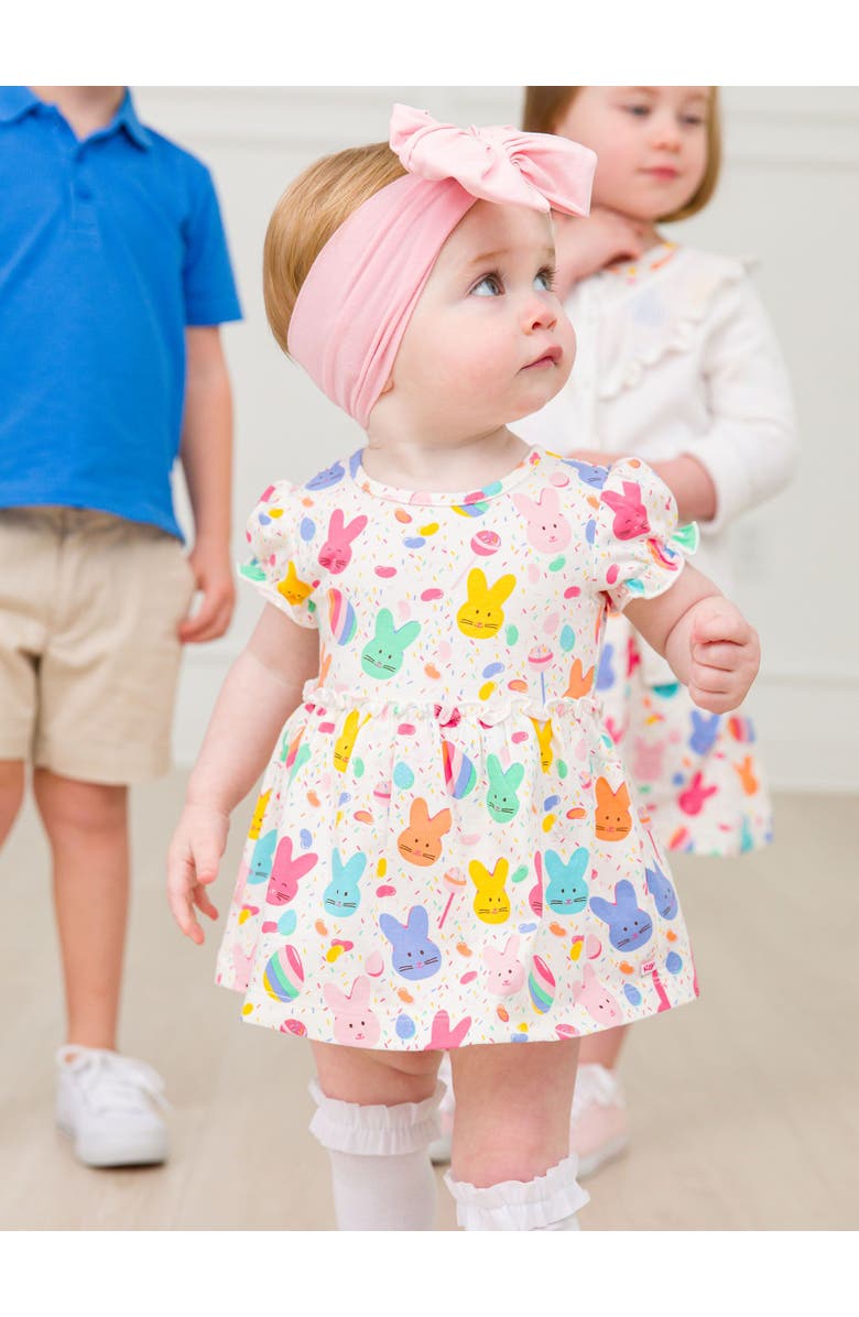 RuffleButts Baby Girls Knit Puff Sleeve Skirted Romper, Alternate, color,