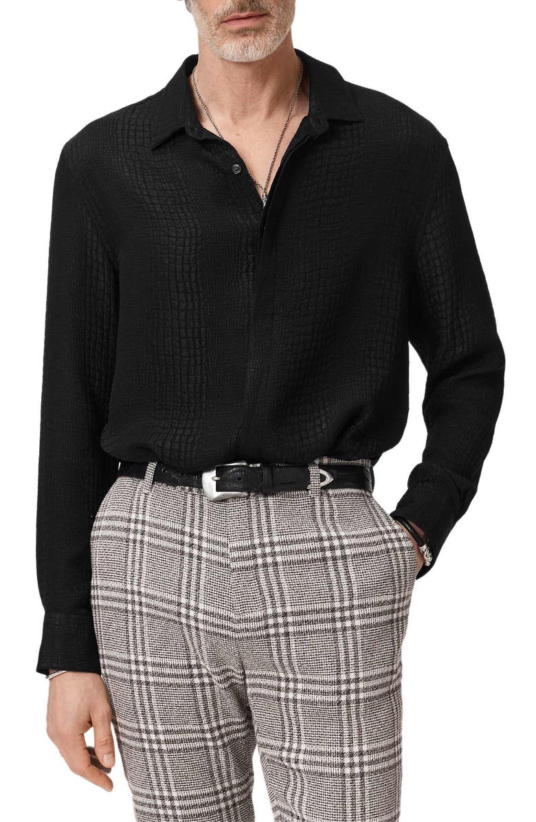 John Varvatos Vito Silk Jacquard Button-Up Shirt, Main, color, 