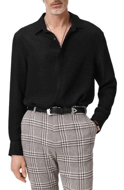 Vito Silk Jacquard Button-Up Shirt