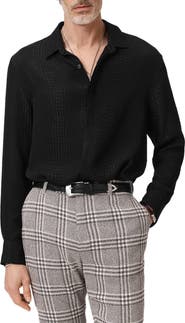 John Varvatos Vito Silk Jacquard Button-Up Shirt