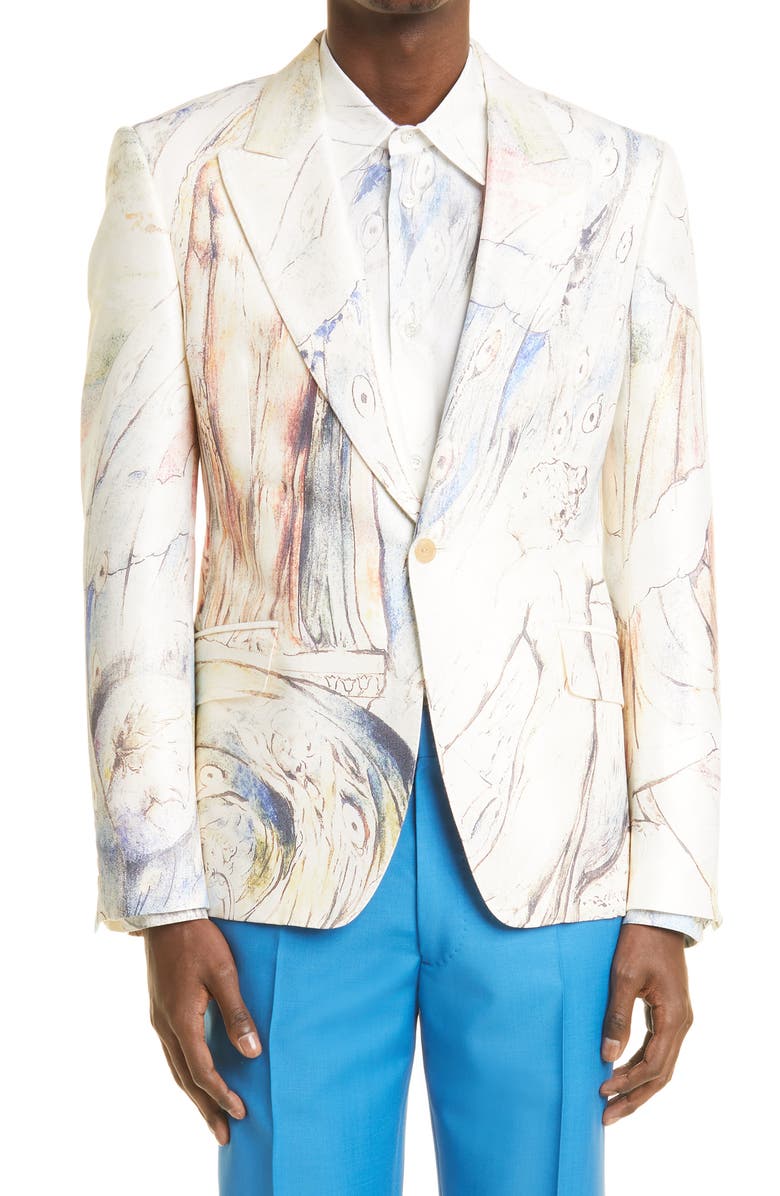McQueen Alexander McQueen William Blake Dante Print Wool & Silk Sport Coat, Main, color,