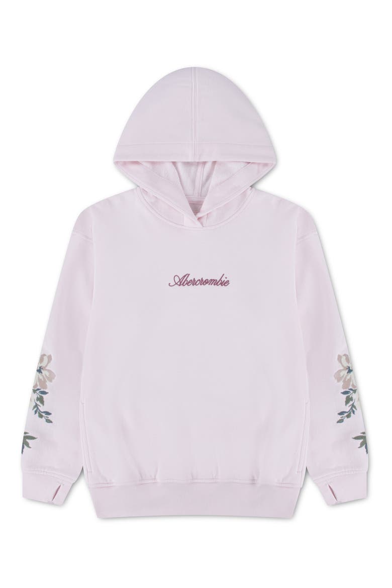 Kids' Embroidered Sleeve Hoodie, Main, color, PINK MARSHMALLOW