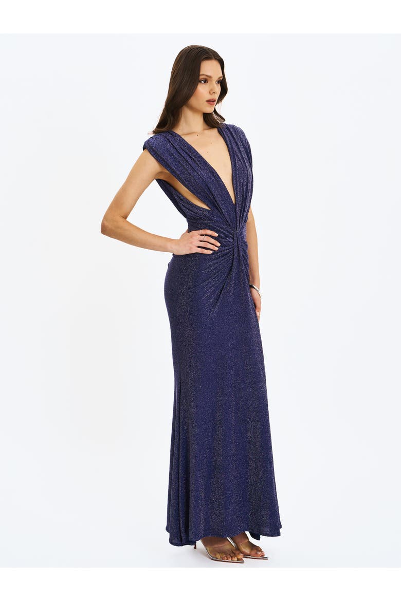 Terri Sparkle Plunging Backless Maxi Dress, Alternate, color, Navy