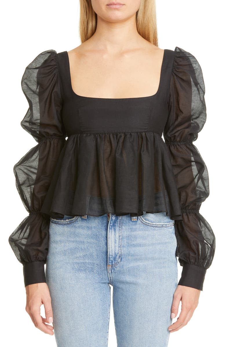 Brock Collection Cinched Puff Sleeve Top, Main, color, 