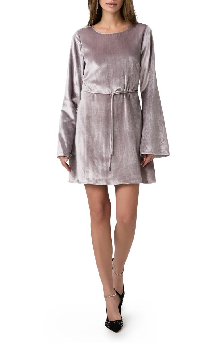 PAIGE Carmelyn Waist Tie Satin Dress, Main, color, Pewter