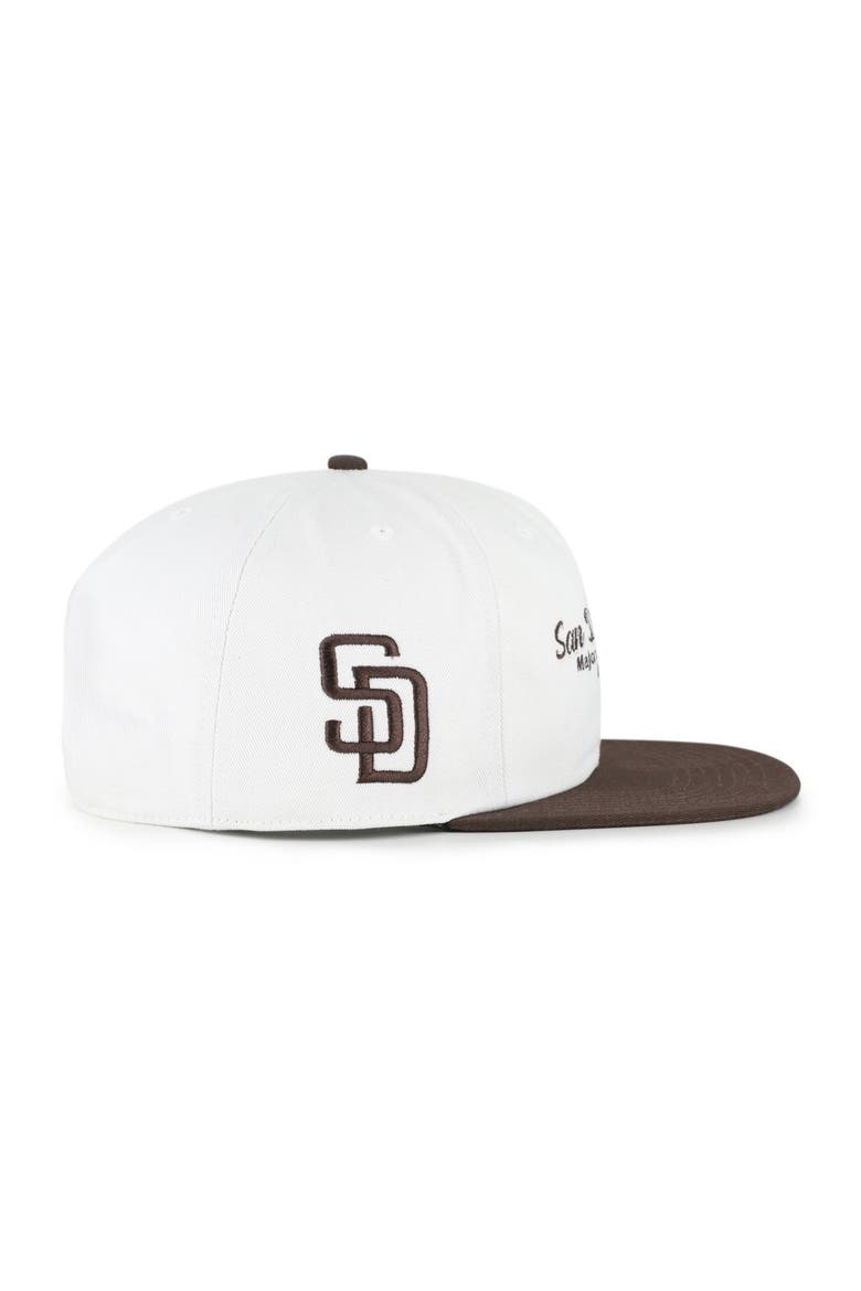 Men's '47 White/Brown San Diego Padres Script Stack Relaxed Captain Snapback, Alternate, color, White