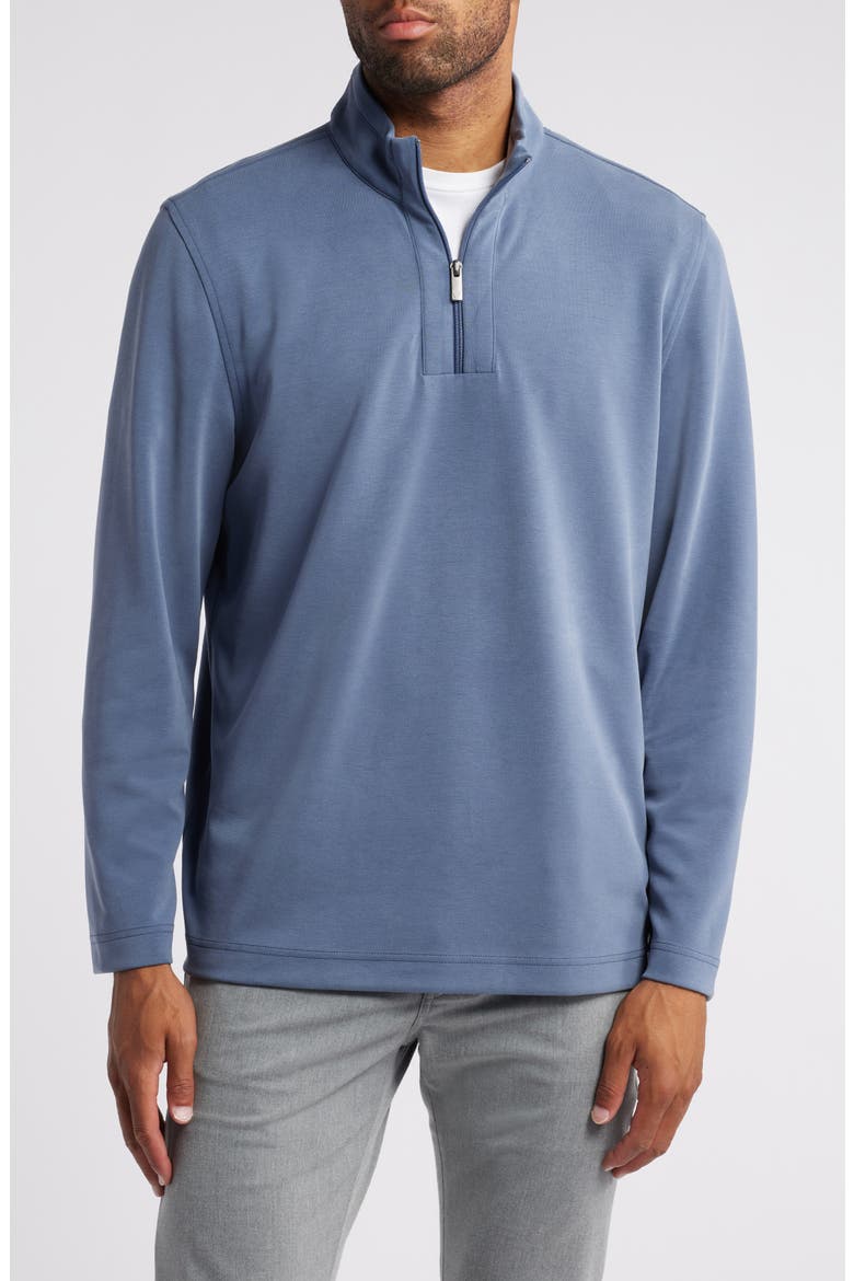 Vintage Wash Quarter Zip Top, Main, color, BLUE