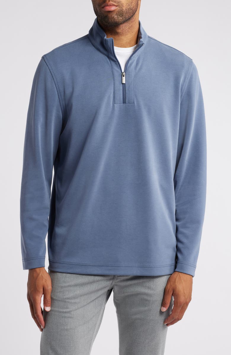 Johnston & Murphy Vintage Wash Quarter Zip Top, Main, color, Blue