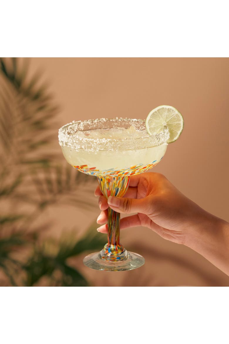 Segunda Vida Artistico Recycled Margarita Glasses Set of 2, Alternate, color, Multicolor