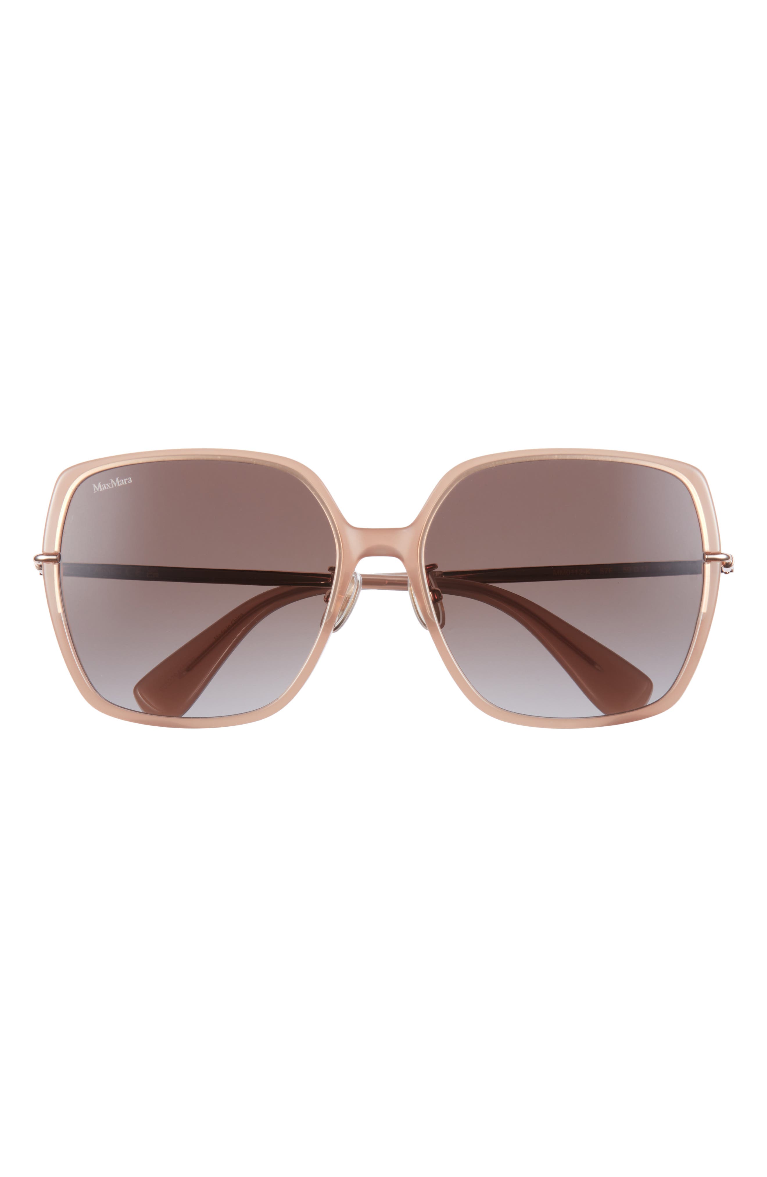 Max Mara Accessories Trunk Show Gradient Square Sunglasses in Beige/Gold 