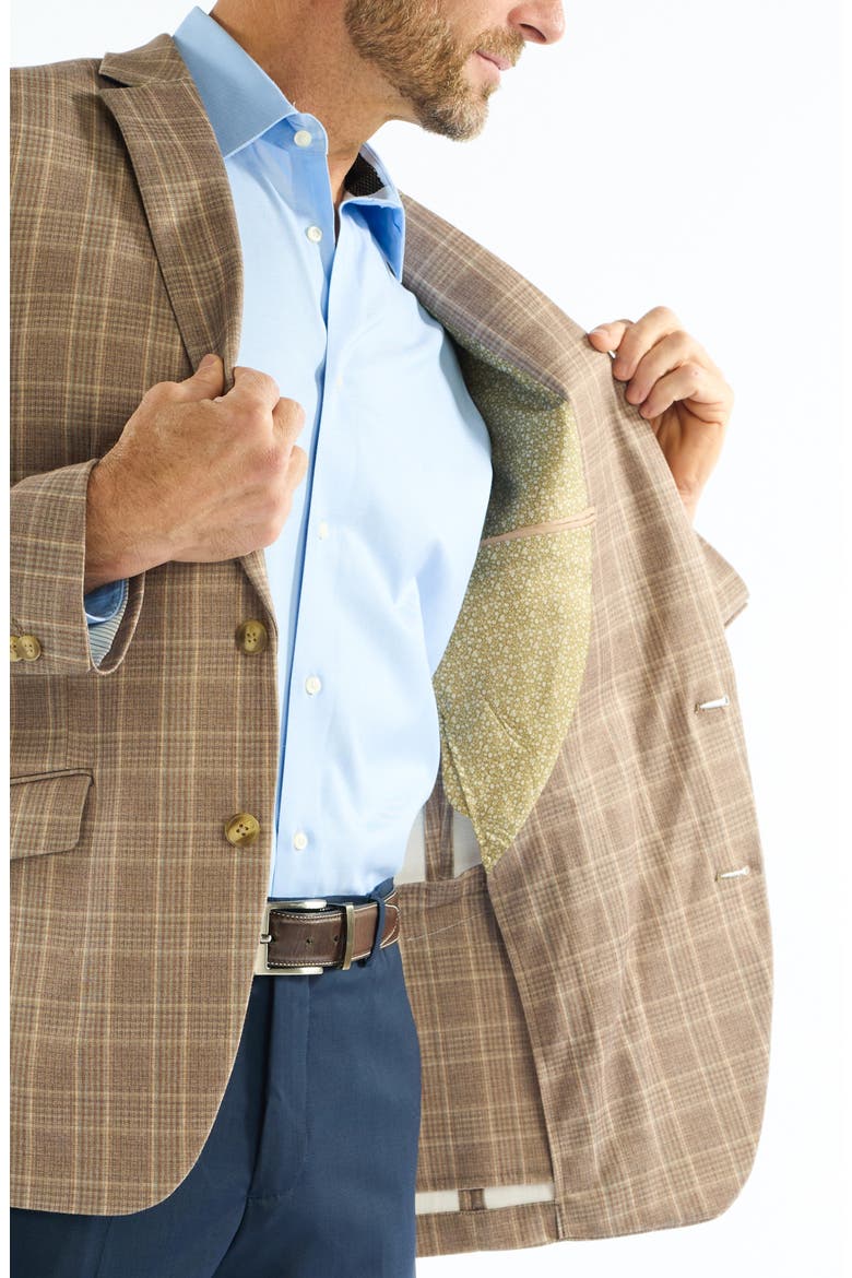 Plaid Knit Sport Coat, Alternate, color, CAMEL