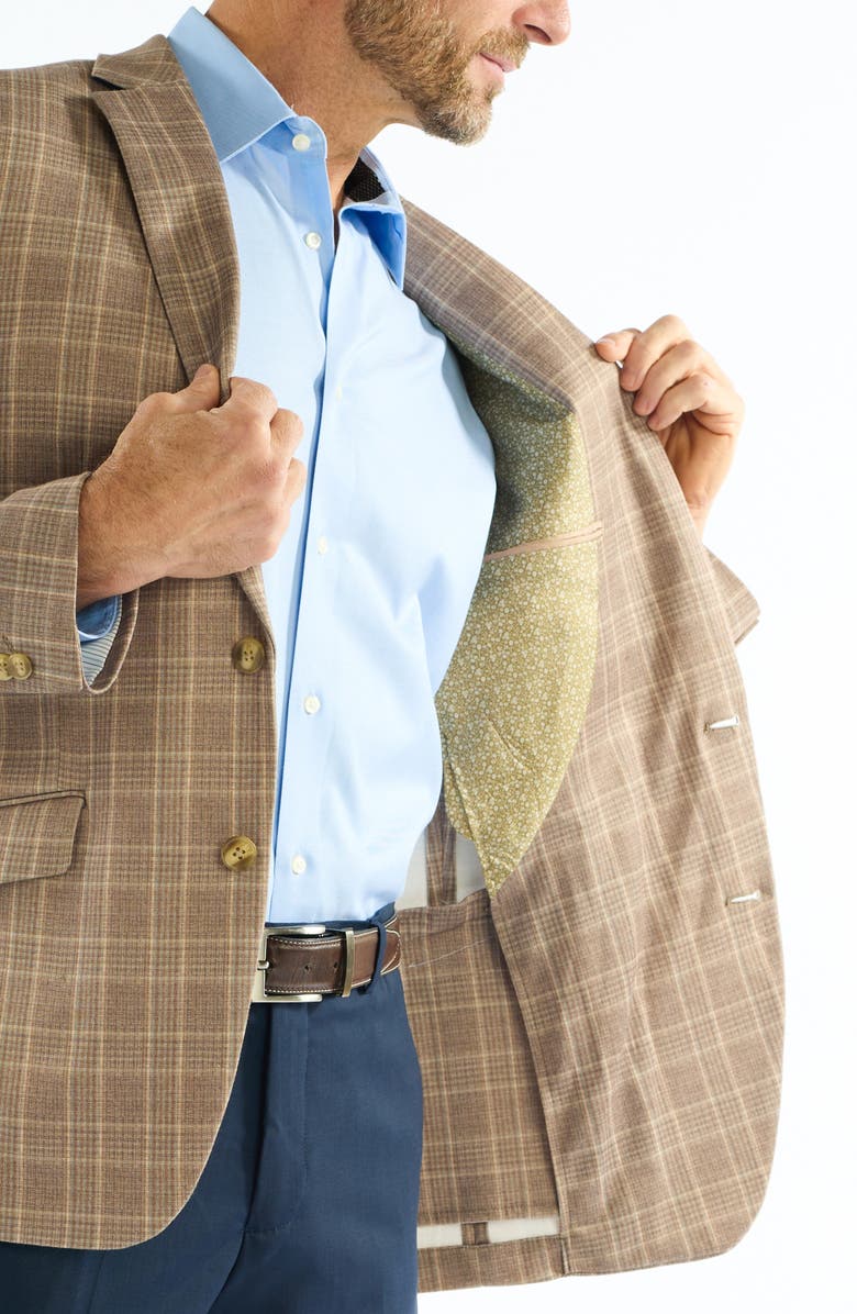 SAVILE ROW CO Plaid Knit Sport Coat, Alternate, color, Camel