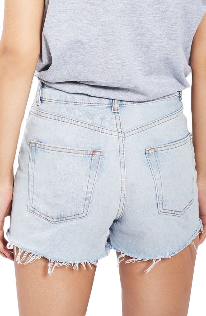 Topshop Longline Denim Mom Shorts, Alternate, color, 