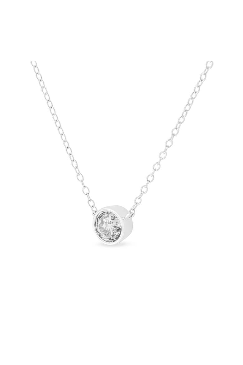 Silver 1/2 Cttw Diamond Bezel 18" Pendant Necklace, Alternate, color, White