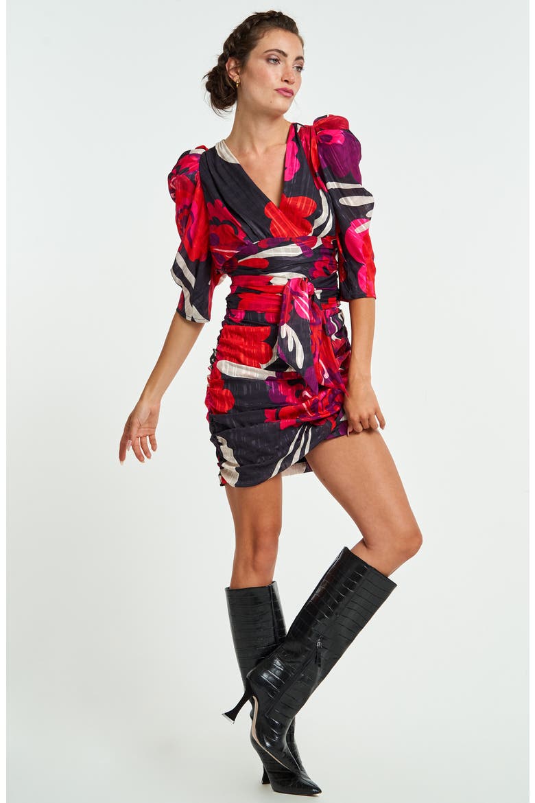 Farrah Floral Puffed Sleeve Top, Alternate, color, RED MULTI
