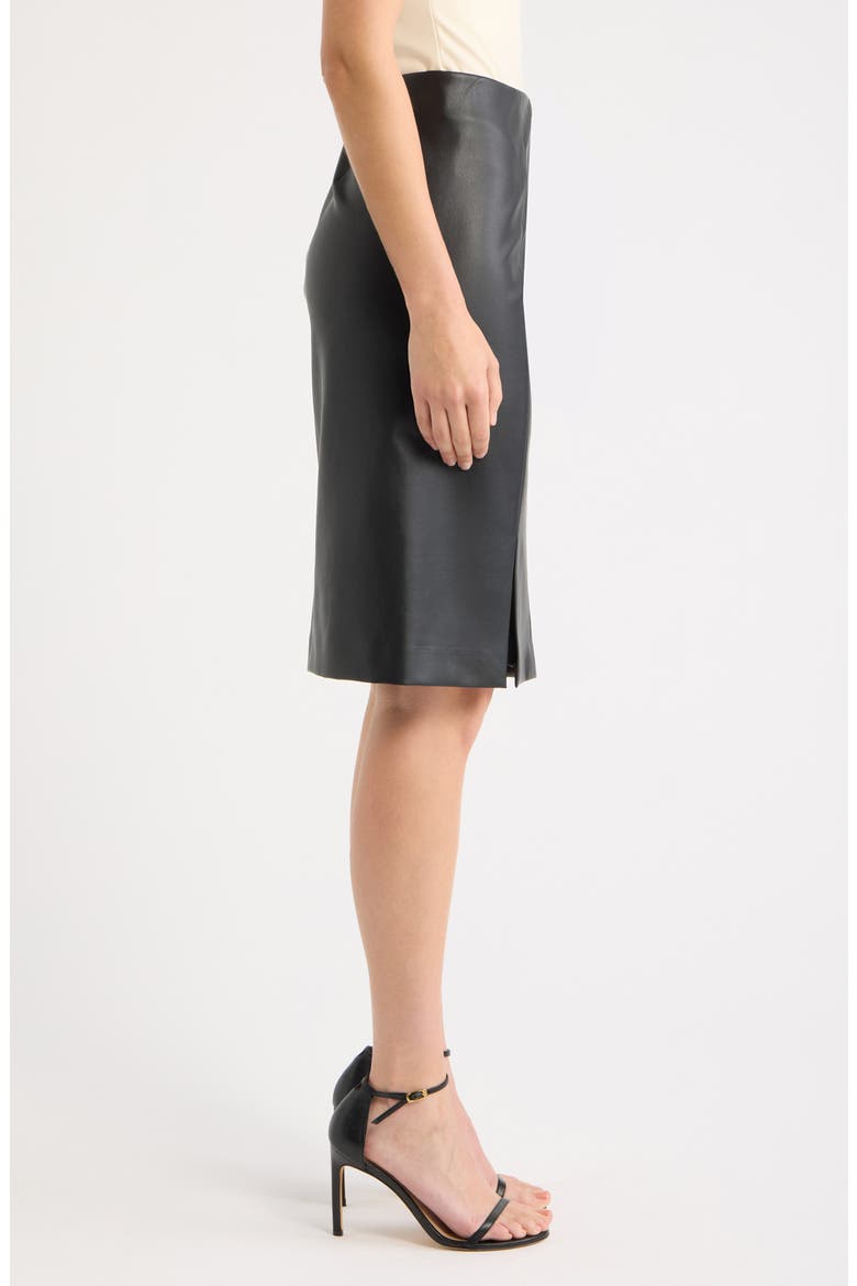 Faux Leather Pencil Skirt, Alternate, color, BLACK